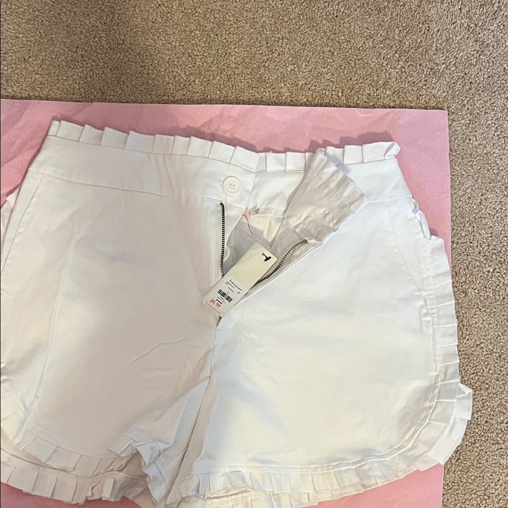 Francesca's Collections White Ruffle High Waist Shorts